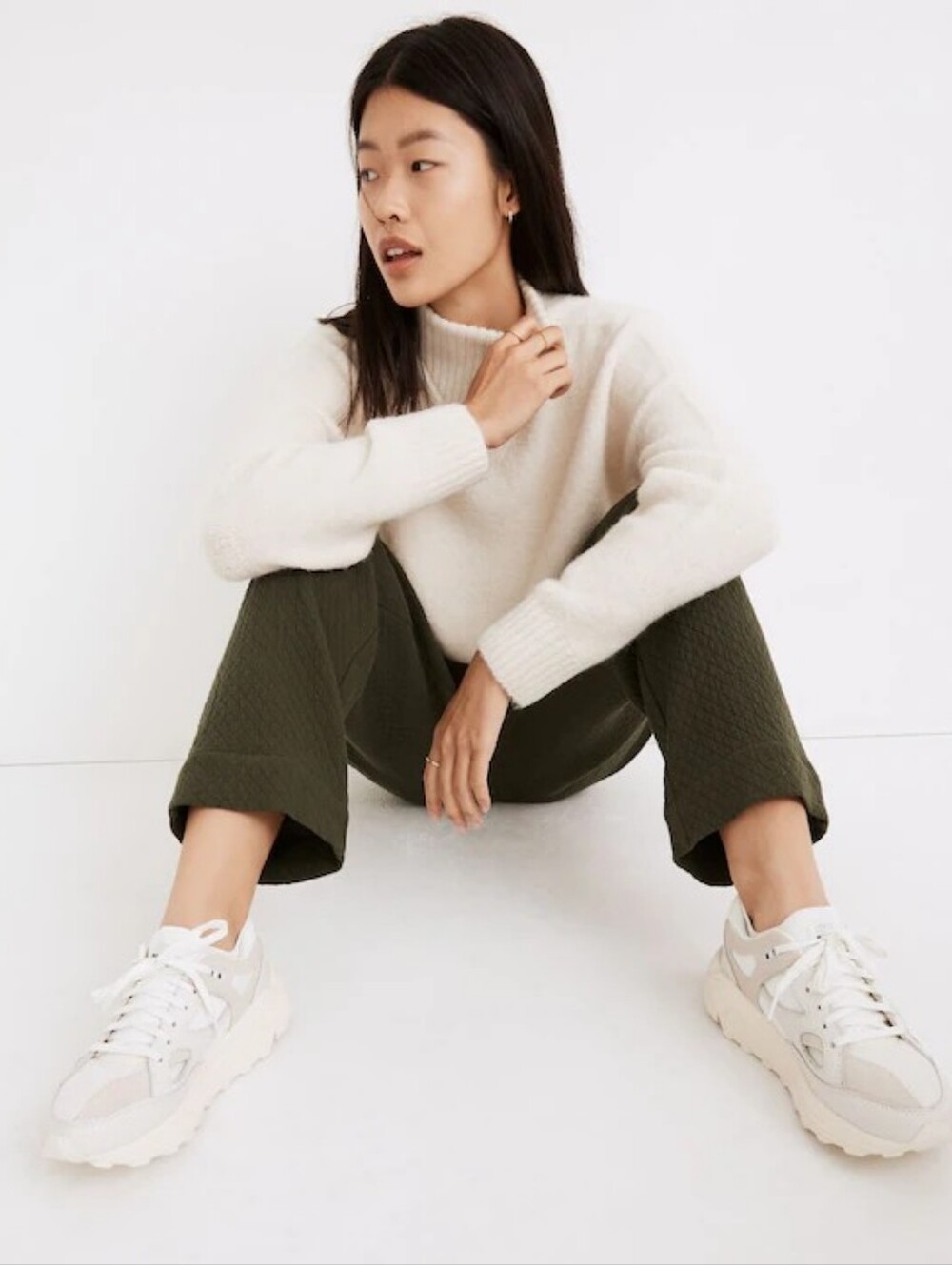 Madewell Dillon Mockneck Pullover Sweater heather eggshell Size M